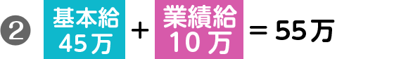 ②一般職 基本給45万+業績給10万→55万